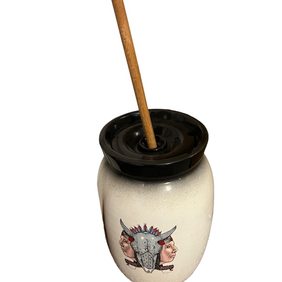 Large decorative butter churn native design crock